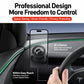 Black magnetic phone holder holding a smartphone on car dashboard
