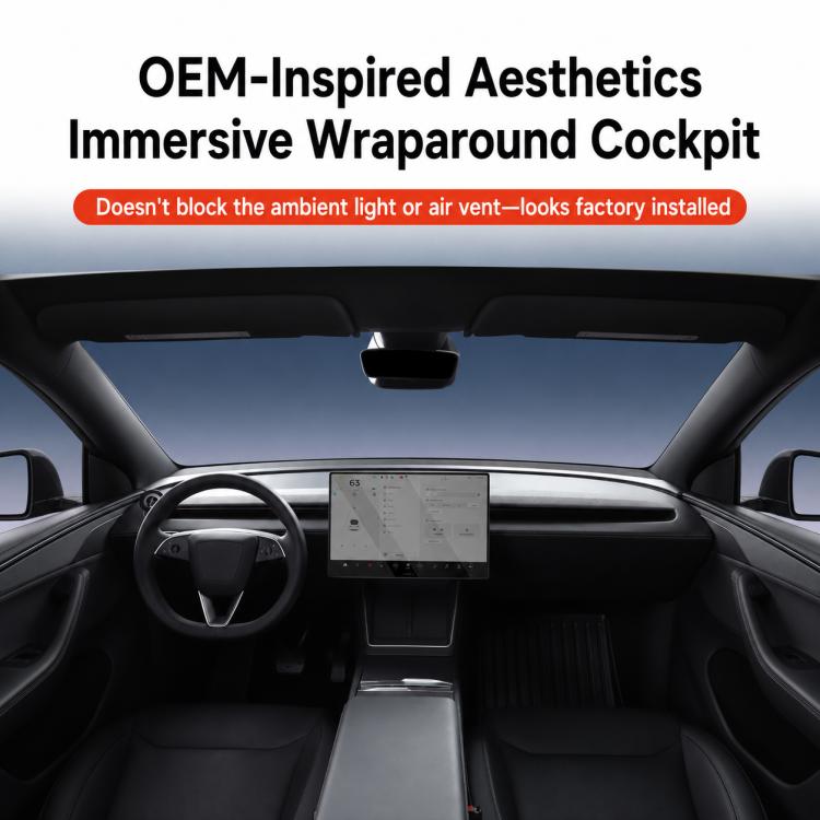 Car cockpit view with magnetic phone holder base mounted on the dashboard