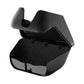 Black car glasses storage case with hinged lid and dark flocked interior