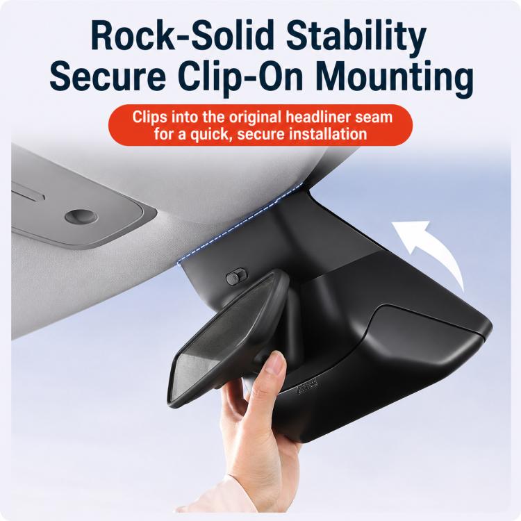 Black clip-on overhead eyeglasses case with snap-mount installation