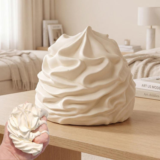 DOWMOO creamy silicone stress relief squeeze toy, white cream swirl roll shape