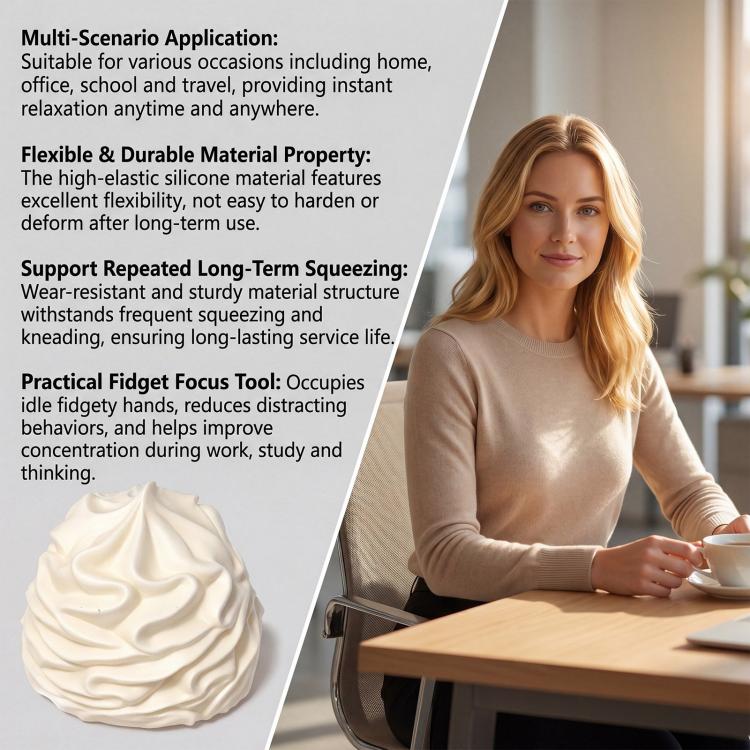 DOWMOO White Creamy Silicone Stress Relief Squeezable Toy