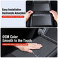 Black suede center console protective film installed with full coverage on steps