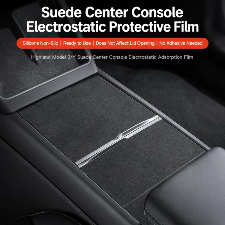 Dashboard Center Control Suede Leather Anti-Static Sticker, For Tesla Model Y / 3 Grey