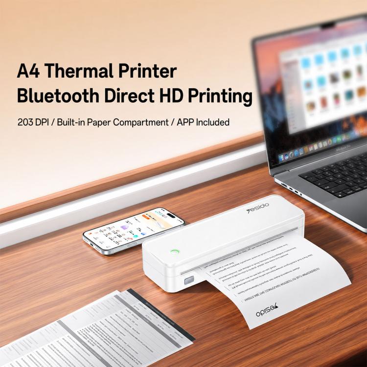 Yesido SP11 A4 Thermal Printer Bluetooth Direct Connection, SP11