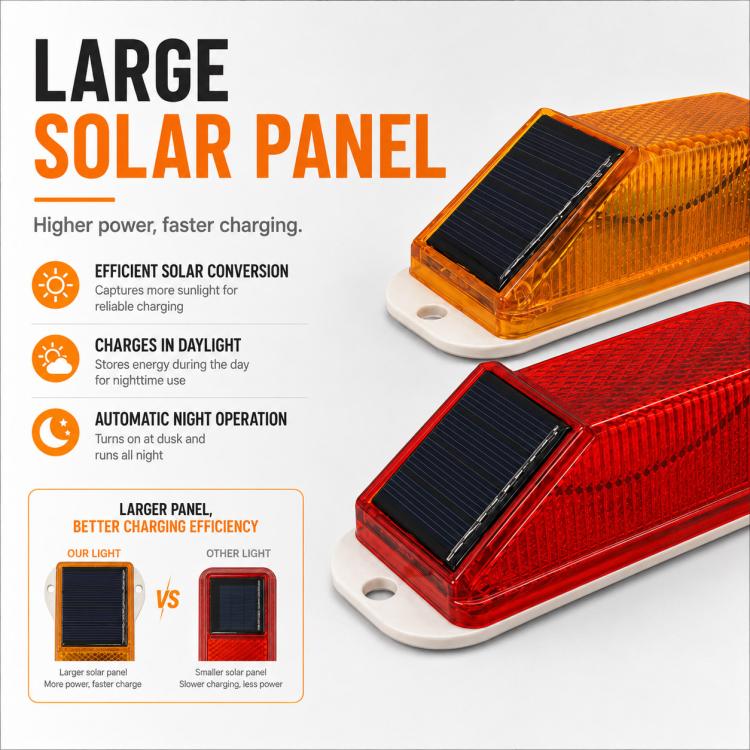 Solar Powered Nighttime Flashing Warning Light Strobe Warning Light