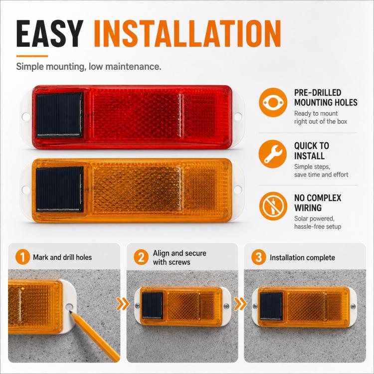 Solar Powered Nighttime Flashing Warning Light Strobe Warning Light