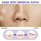Before and after nose view with dark spot removal patch application diagram