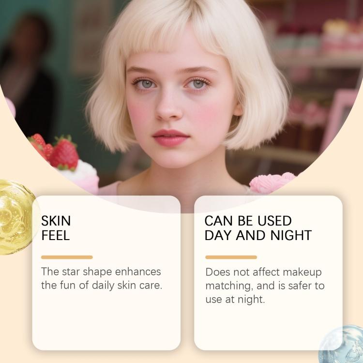 Acne patch information card showing skin feel and day-and-night use notes