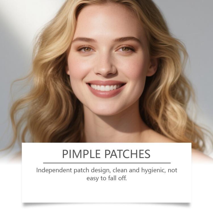 Pimple patches product card with text on independent patch design