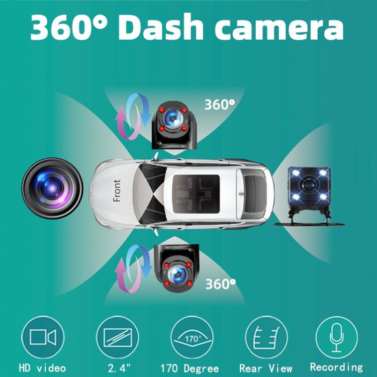 1080P Camera HD Night Vision WiFi Car Dash Cam Driving Recorder, Front+Left+Right, Front + Left + Right + Back