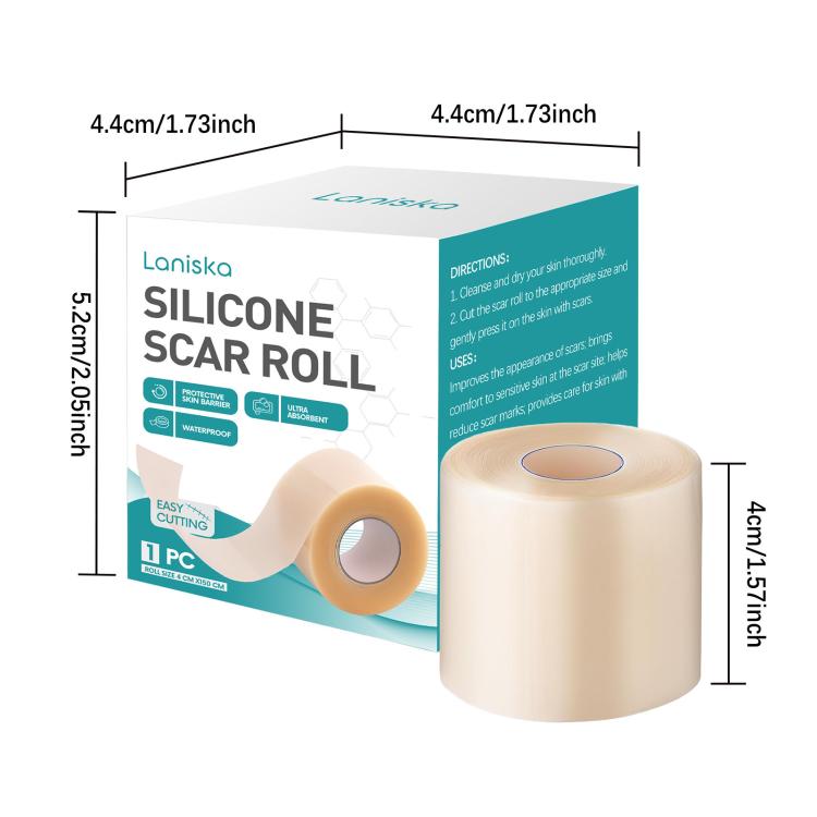 Silicone scar roll kit with beige roll and packaging box