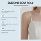 Silicone scar roll information panel beside skin showing the applicator