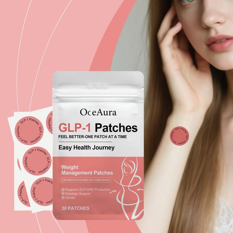 OceAura GLP-1 patches sachet packaging with 30 patches and weight management