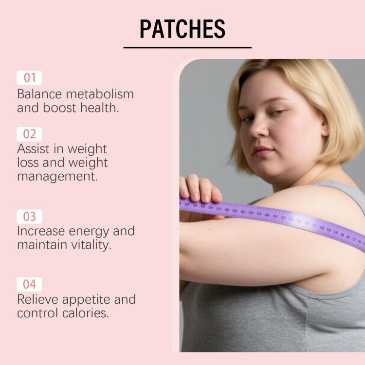 OceAura Patches feature chart with appetite control and weight management points