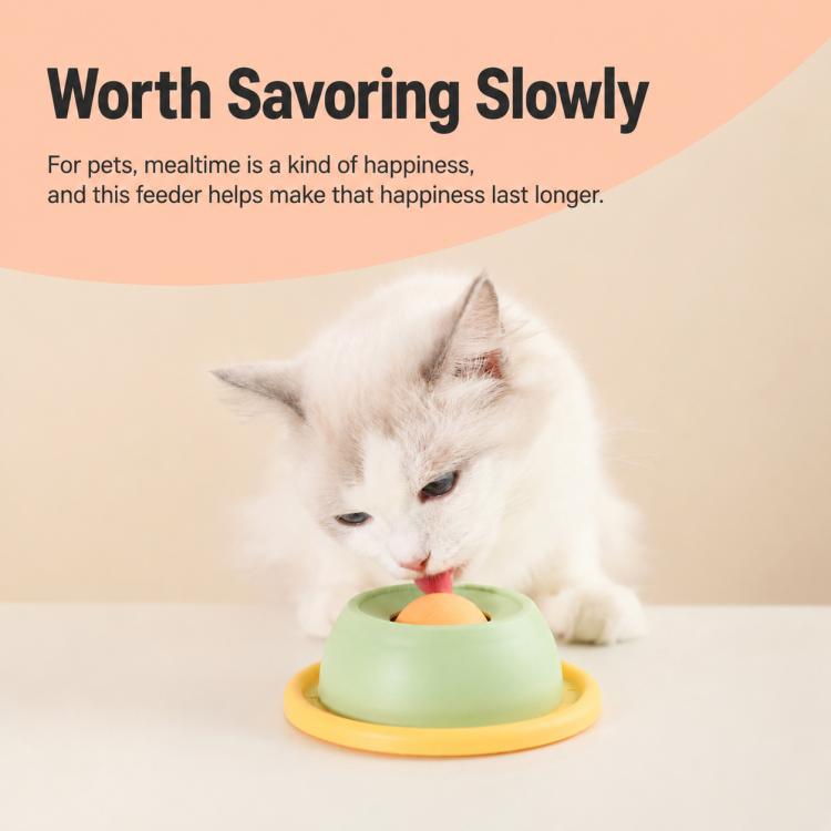 Rotating Slow Feeder Cat Treat Bowl Puzzle Toy
