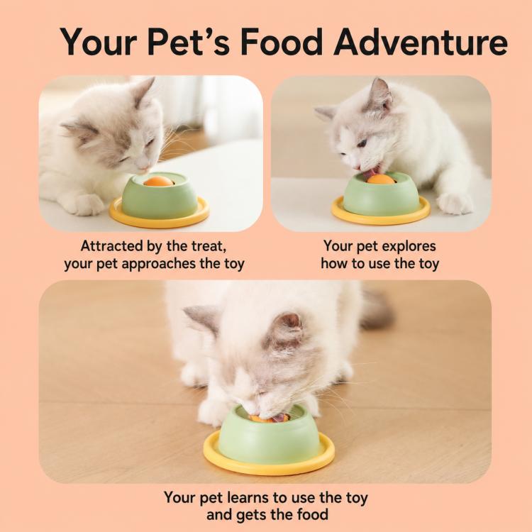 Rotating Slow Feeder Cat Treat Bowl Puzzle Toy