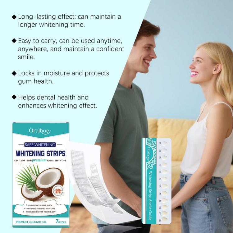Teeth whitening strip set, box and blister with white strips