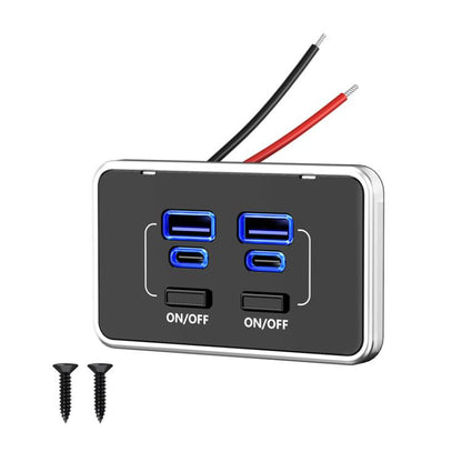 4 Ports Car Modification Fast Charging USB-C Car Charger, 4 Ports