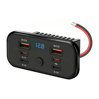 Car Modification Fast Charging USB-C Car Charger with Voltmeter, Multi-Ports