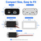 Compact dual-port car charger diagram showing PD 3.0 and QC 3.0 front and rear views