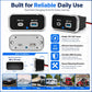 Dual-port car fast charger with PD 3.0 and QC 3.0 ports, black body with silver trim