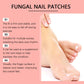 Fungal nail patches infographic with numbered fit and use tips beside foot
