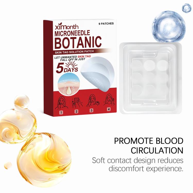 Ximonth microneedle botanic patch kit with clear tray and promote blood circulation text