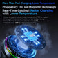 Magnetic wireless car charger cooling module with blue TEC-style light elements