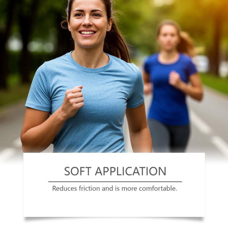 SOUTH MOON bladder support patch comfort claim shown with a woman jogging and holding abdomen