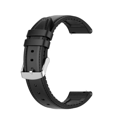 Black silicone replacement watch strap with metal buckle and perforated holes