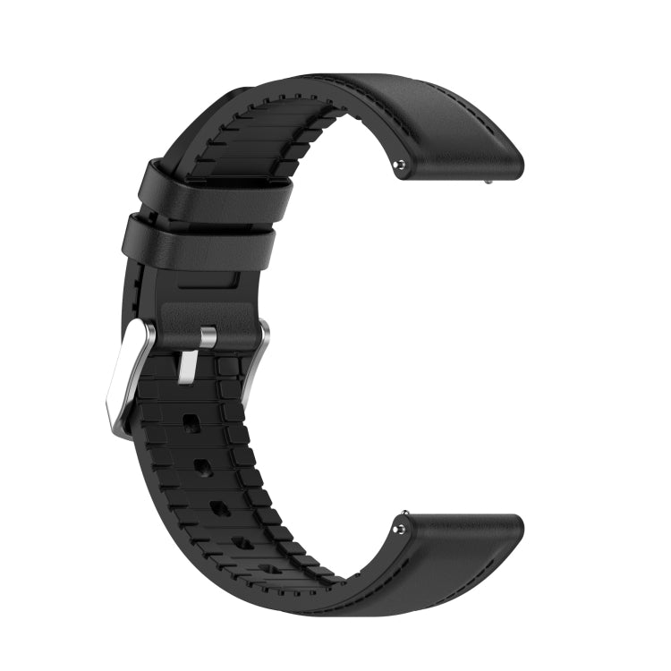 Black silicone watch strap with textured underside and clasp buckle hardware