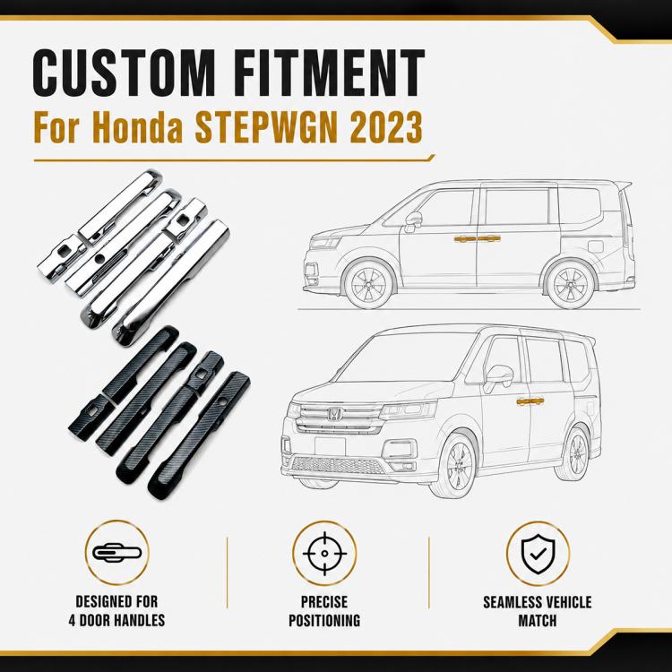 Set of custom-fit car door handle protective covers for four handles