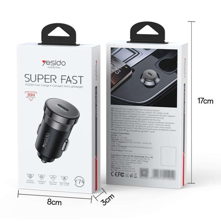 Yesido Y74 PD30W Single USB-C / Type-C Mini Car Charger, Y74