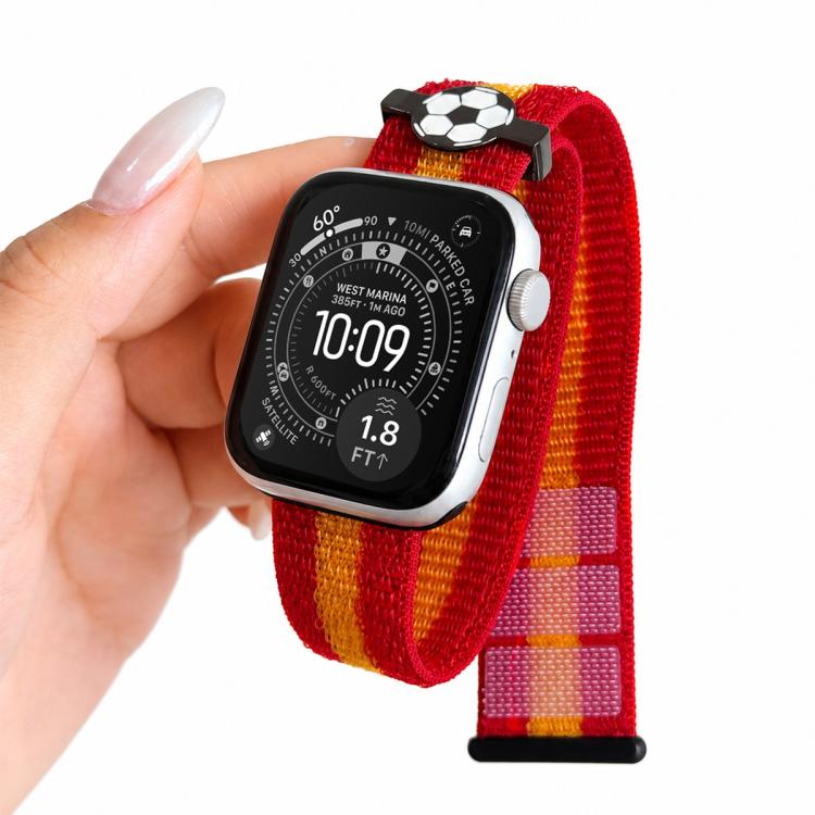 Soccer Series Nylon Hook and Loop Fastener Watch Band, For Apple Watch 46mm / 49mm / 45mm / 44mm, For Apple Watch 42mm / 41mm / 40mm / 38mm