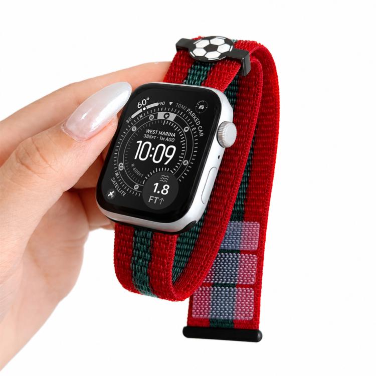 Soccer Series Nylon Hook and Loop Fastener Watch Band, For Apple Watch 46mm / 49mm / 45mm / 44mm, For Apple Watch 42mm / 41mm / 40mm / 38mm