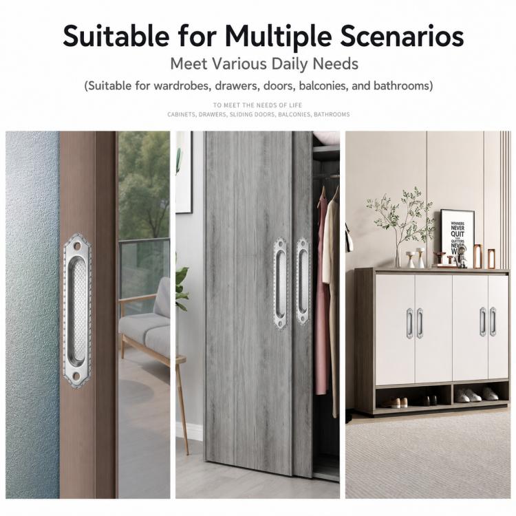 Stainless Steel Recessed Flush Pull Handle for Sliding Doors, Cabinets and Drawers, Small, Medium, Large