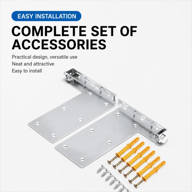 Cabinet hanger bracket complete set with screws and anchors, silver mounting plates