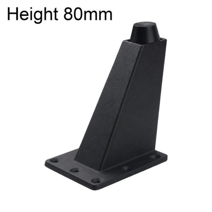 Black adjustable angled cabinet leg, 80mm height, with square mounting plate