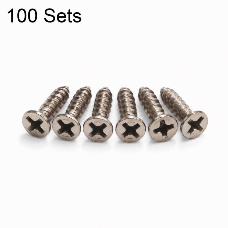 Silver metal wood screws with Phillips drive, 100 sets