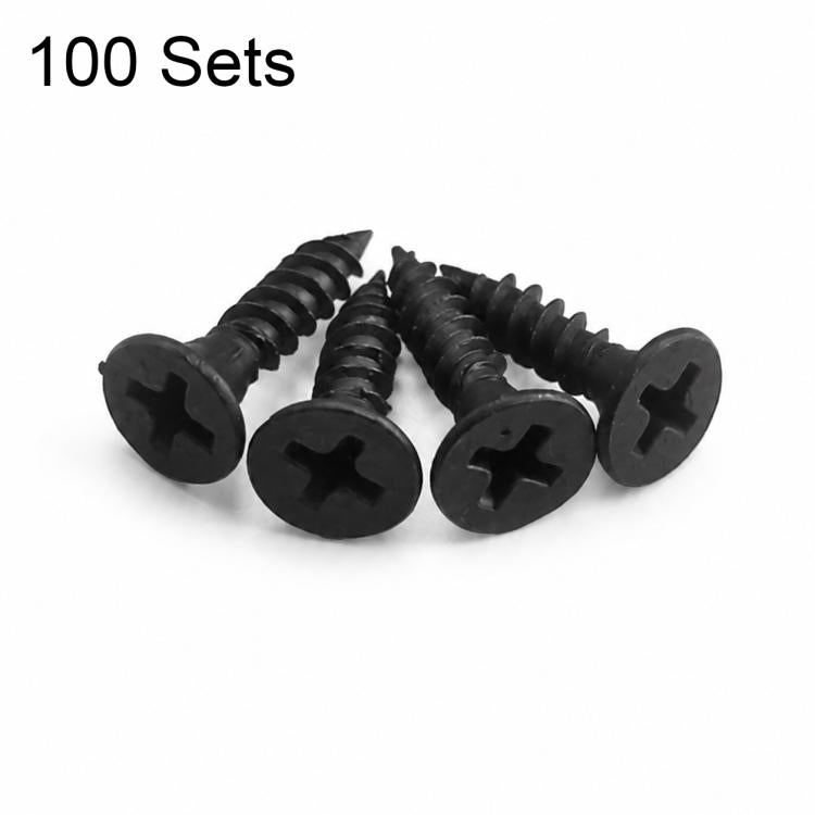 Black metal wood screws with Phillips drive, 100 sets