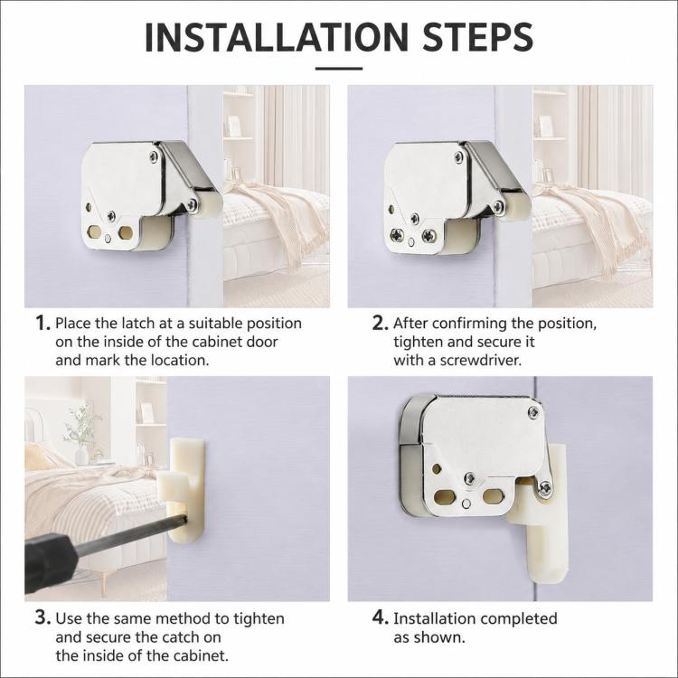 Handle Free Push-To-Ppen Cabinet Door Retractor Rebound Latch, Touch Catch, V-Shaped Touch Catch