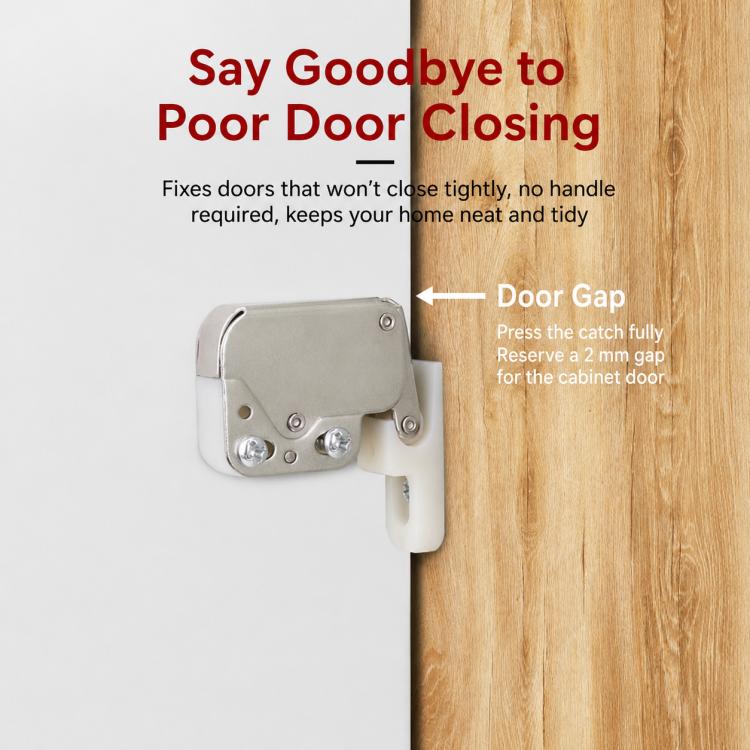 Handle Free Push-To-Ppen Cabinet Door Retractor Rebound Latch, Touch Catch, V-Shaped Touch Catch