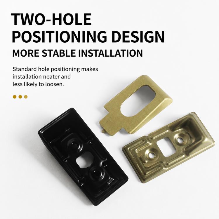 Two-hole closet rod support brackets: black and bronze base plates.