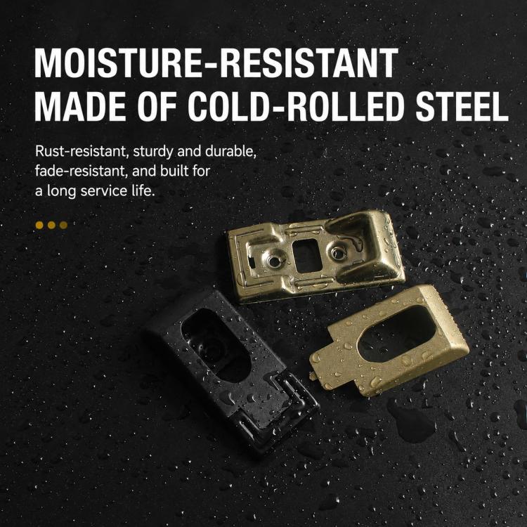 Closet rod support bracket set in bronze and black, rectangular rod opening and screws