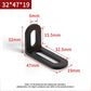 Black L-shaped corner brace dimensions diagram, long slot holes, stainless steel, 32x47x19mm