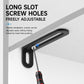 Black L-shaped corner brace with long slot screw holes for adjustable mounting