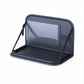 Foldable car seat desk tray with clear front panel and carrying strap, black