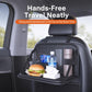 Car seat back storage tray with clear pocket and cup holder, black