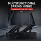 Black spring hinge lift bracket assembly with thick metal plates and coiled support
